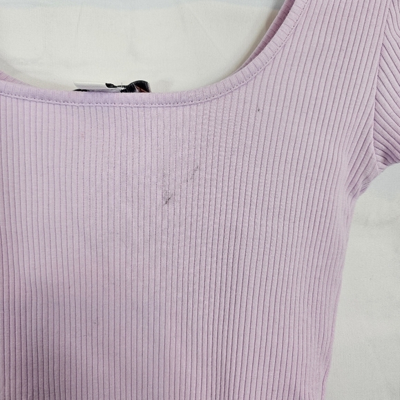 Topshop Size 4-6 Square Neck Ribbed Cropped Top NWT in Lavender - Picture 5 of 8